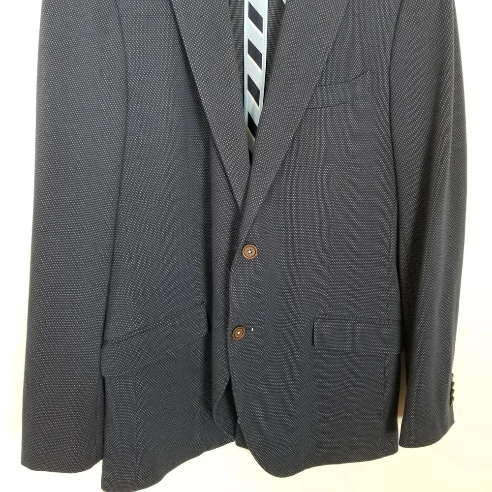 El Ganso Men Unstructured Blazer Jacket  US 42 Blue Printed‎ Cotton Blend Preppy
